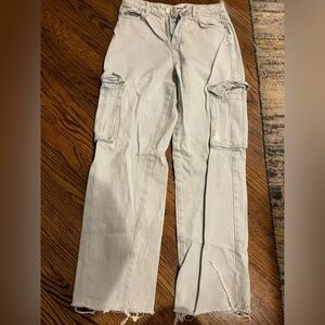 Zara Light Blue Denim cargo Jeans